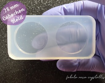 Moule en silicone pour cabochons ronds plats - Bijoux avec pendentif en résine 28 mm