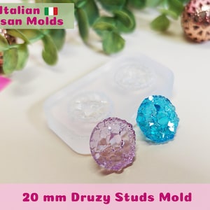Molde de silicona para pendientes con drusa: Molde para joyería con geoda de cristal