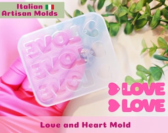 Molde para pendientes de amor / Molde de resina con forma de corazón brillante / Molde de silicona transparente con agujeros para resina
