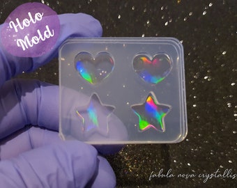Holographic Mold - Holo Mold - Star Mold - Holo Heart Mold - Holo Earring Mold - Resin Earring Mold - Silicone Mold - Resin Mold - Holo Star