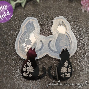 Cat Mold - Kitty Mold - Resin Cat Mold - Cat Mold Resin - Silicone Mold - Resin Mold - Floral Mold - Kitty Mould - Jewellery Mould