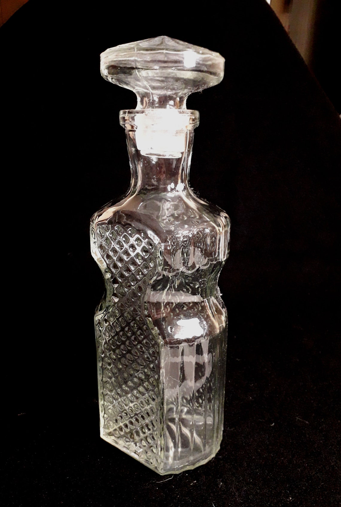 Vintage Lead Crystal Square Decanter for Whiskey Bohemian Etsy