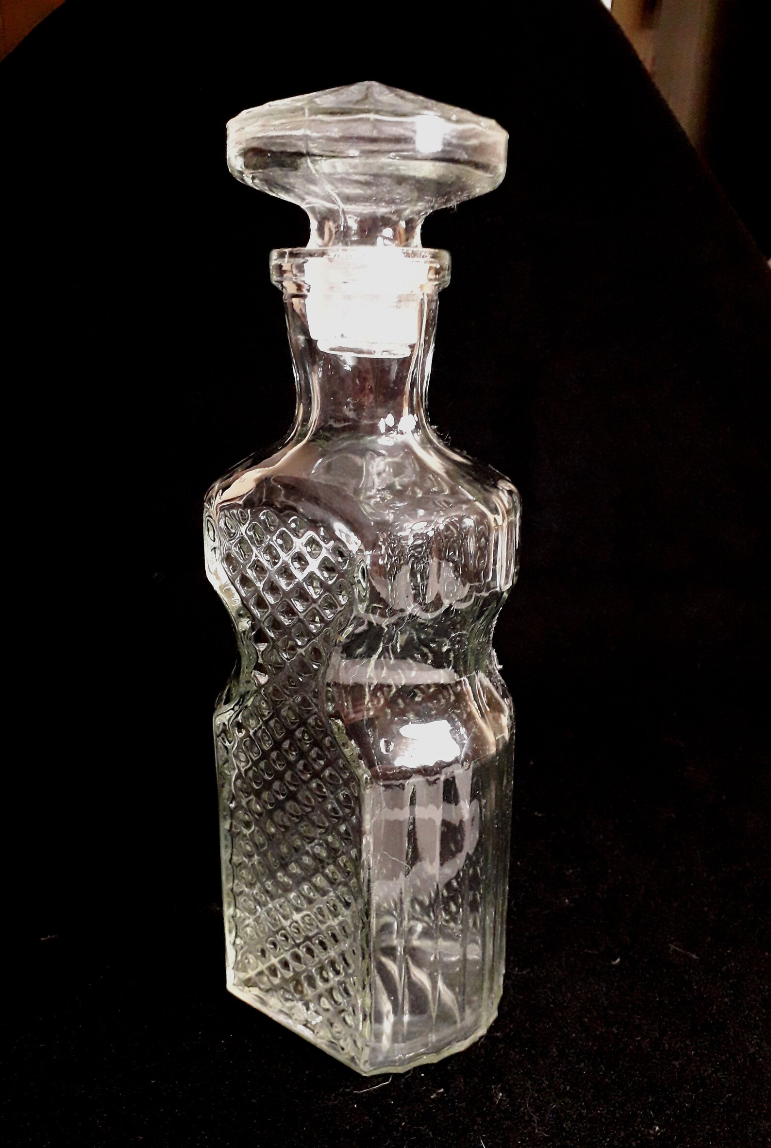 Vintage Lead Crystal Square Decanter for Whiskey Bohemian Etsy