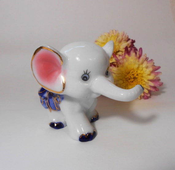 New Tiny Elephant Figurine Ceramic Dollhouse Miniature Mini Hand Painted Cute