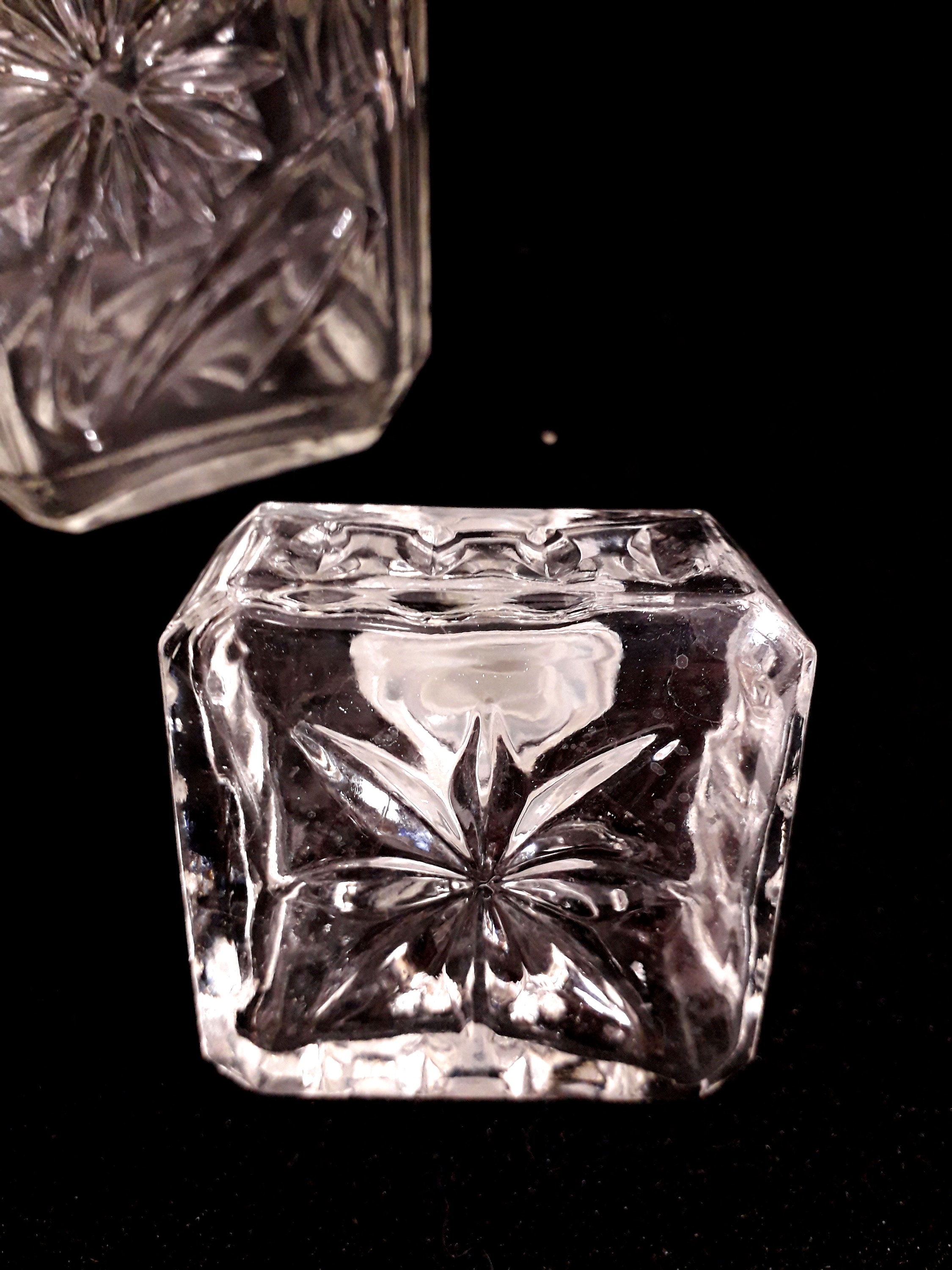 Vintage Lead Crystal Square Decanter Bohemian Serving Whiskey Carafe