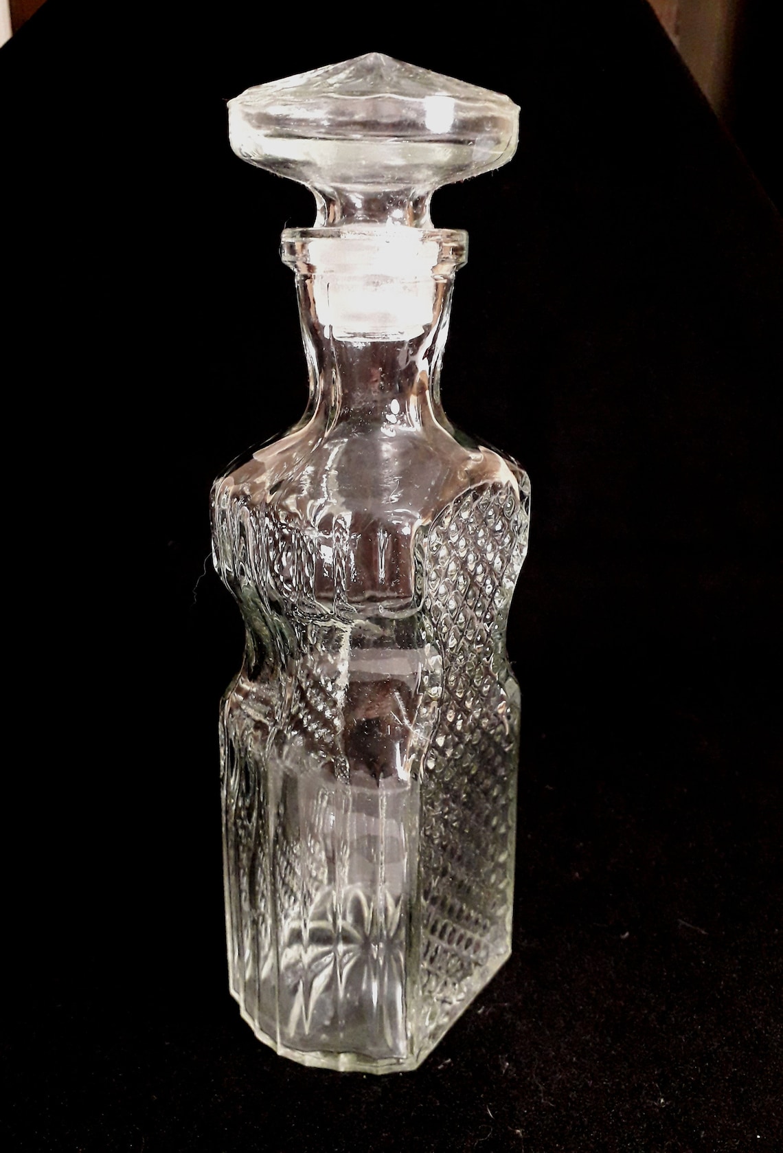 Vintage Lead Crystal Square Decanter for Whiskey Bohemian Etsy