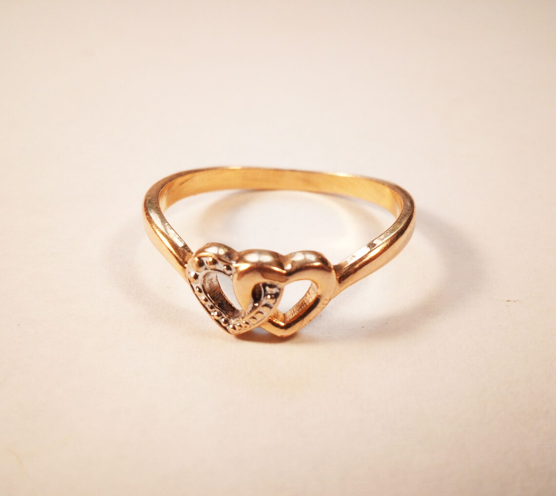 Vintage Promise Ring Size 6 Engagement Double Heart Ring for Etsy
