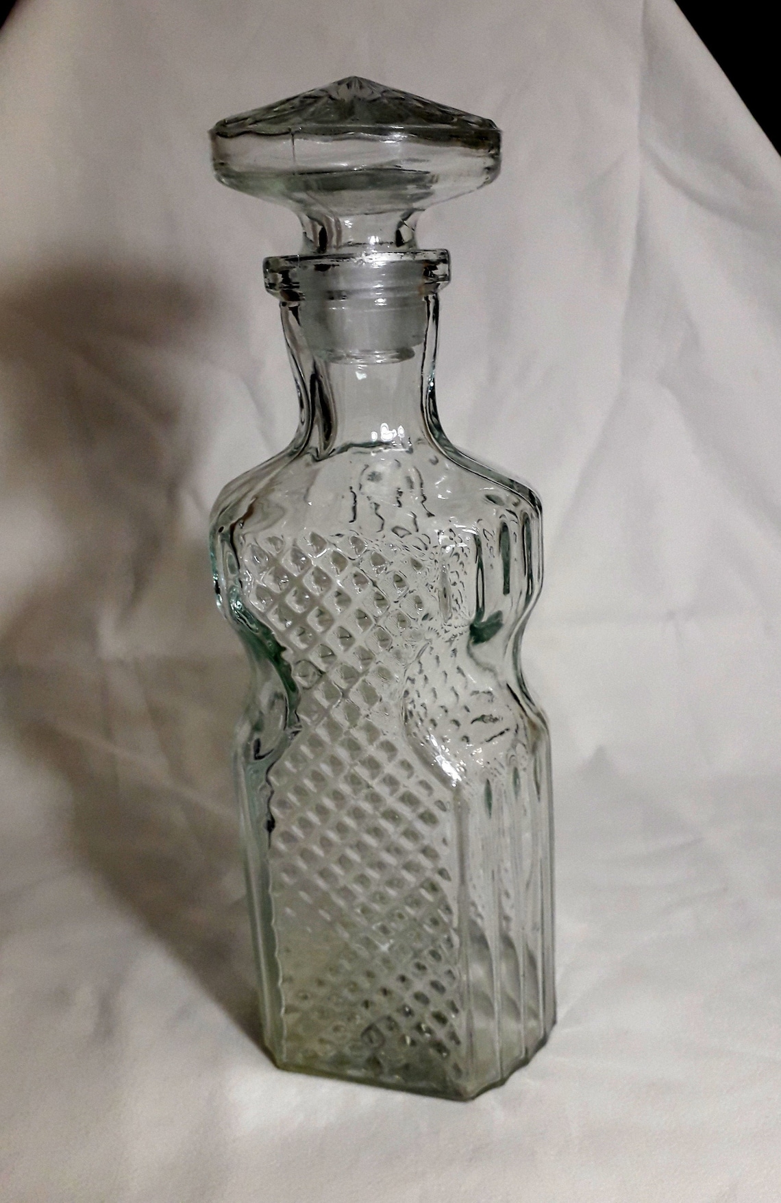 Vintage Lead Crystal Square Decanter for Whiskey Bohemian Etsy