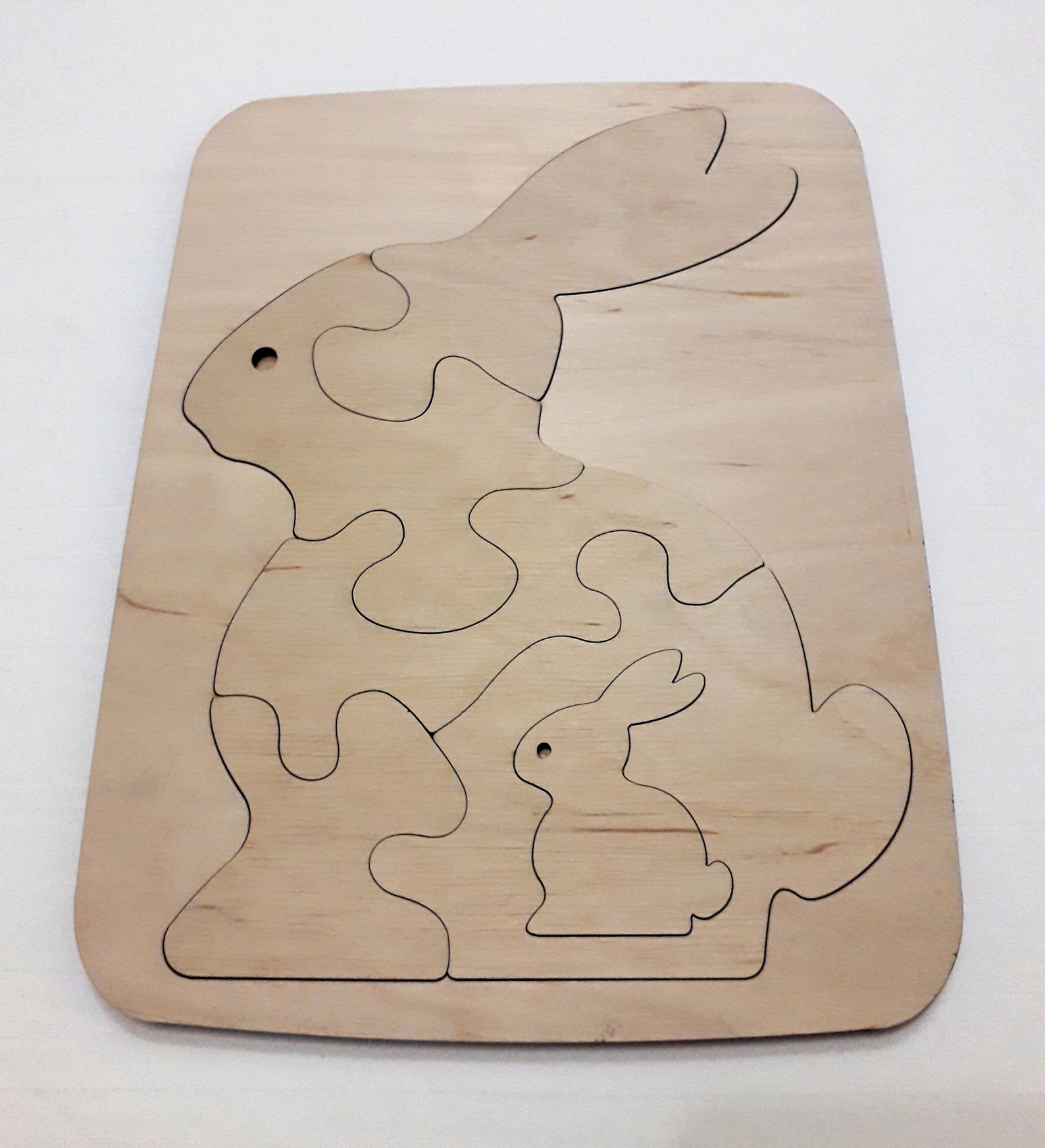 Wood Bunny Puzzle Wooden Toy for Baby Mommy Kid Rabbits Etsy