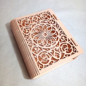 Pastell rosa Tarot Karten Box Laser geschnitten Mandala Holz Box Schmuck Aufbewahrung Schmuckschatulle mit Blumendeckel Hexe Altar Box Weihnachtsgeschenk