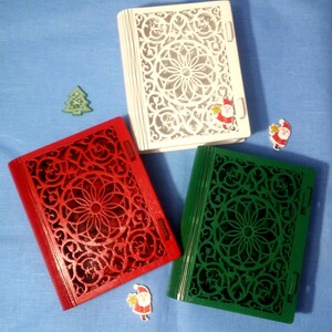 Kerstset van 3 Lasergesneden houten mandala dozen Groene rode & witte tarotkaarten dozen Sieradenopslag Heksenaltaardoos Magische doos Kerstcadeau