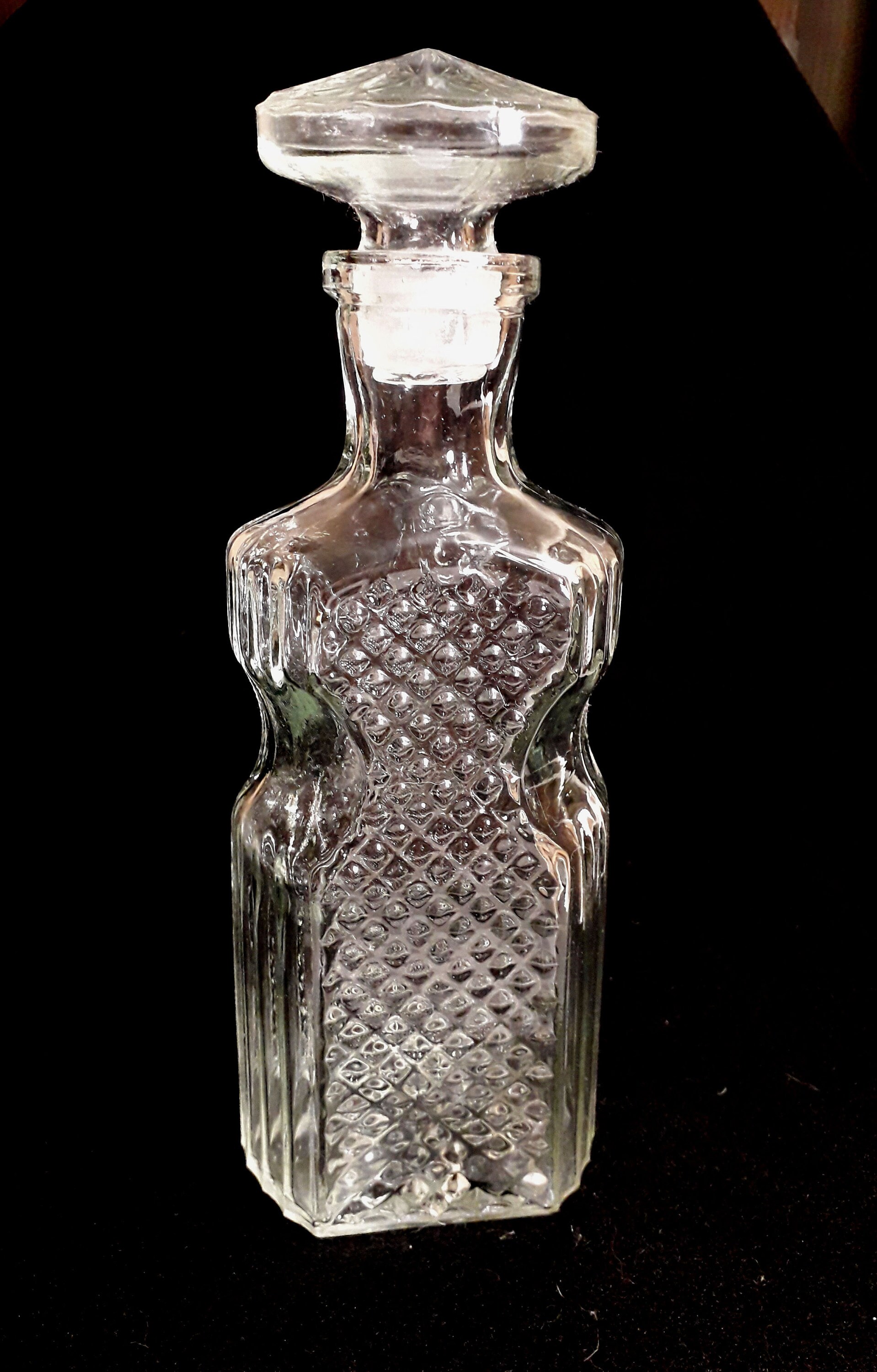 Vintage Lead Crystal Square Decanter for Whiskey Bohemian Serving Vodka