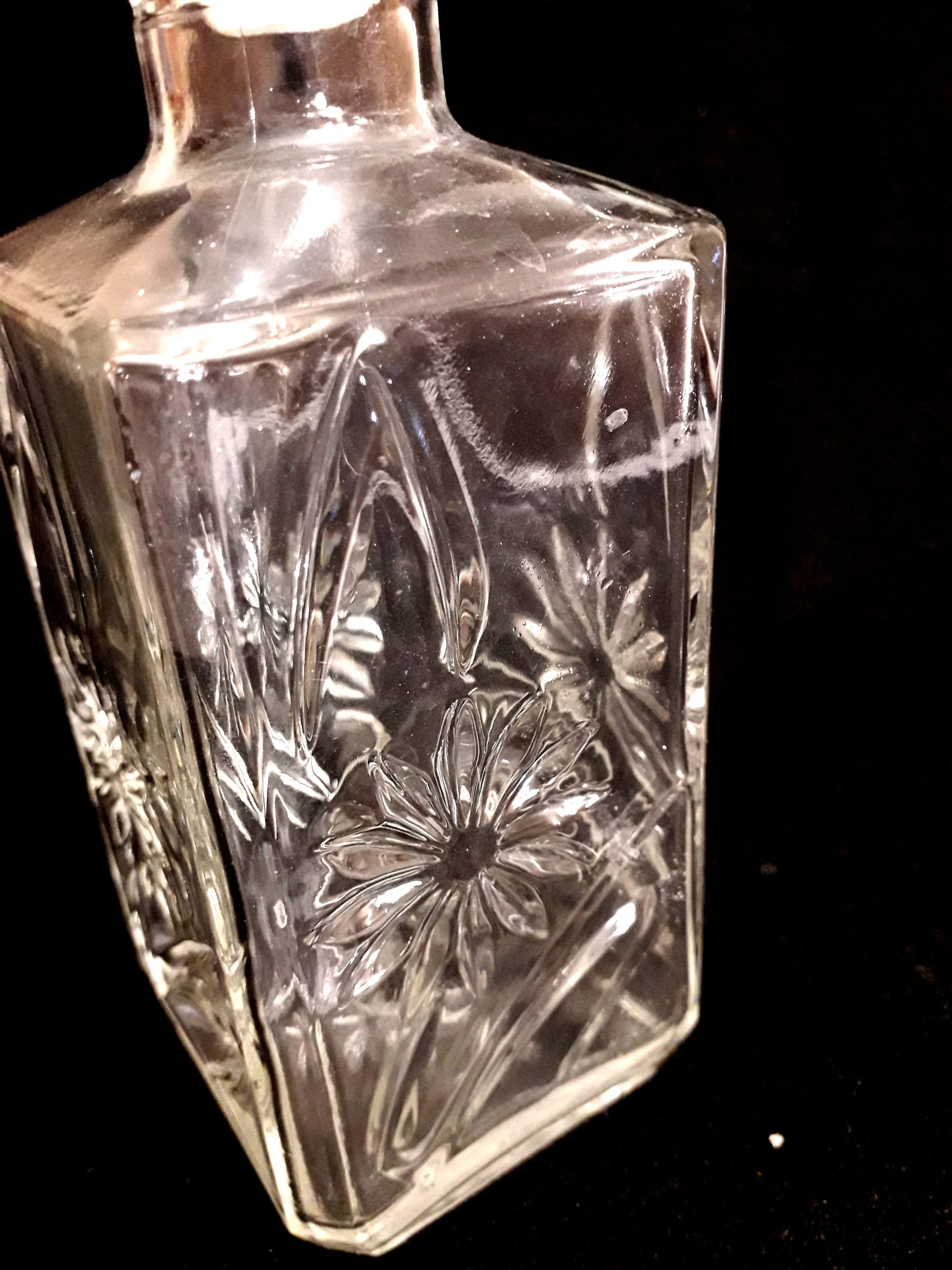 Vintage Lead Crystal Square Decanter Bohemian Serving Whiskey Carafe