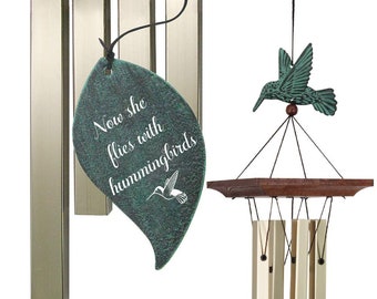 Hummingbird Memorial Wind Chimes,sympathy wind chimes personalized,Custom Gift After Loss Of Mom or Loved One,Sympathy memorial windchimes