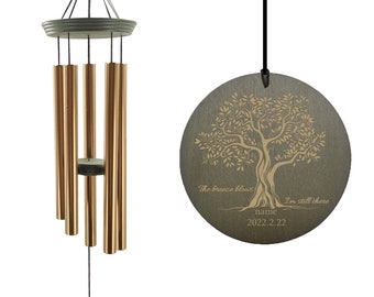 Personalized Wind Chimes Outdoor Deep Tone,Custom Tree of Life windchimes in Memory of loss of the loved ones,Unique Memorial Mother's Gift