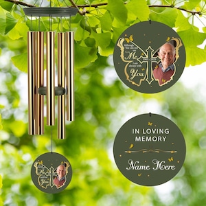 Butterfly Memorial Wind Chimes Personalized, Sympathy Rememberance Photo Wind Chimes, Custom Memorial Gift, Memorial Tribute for Loss
