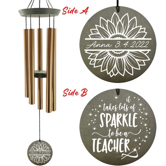 Personalized Memorial Wind Chimes Custom Wind Chime With Sun Etsy