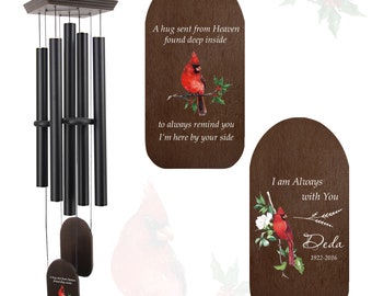 Personalized Memorial Wind Chimes,Custom Cardinal Chime,Sympathy Gift After Loss of Mom Dad or Loved One,Wind Chime Outdoor,Remembrance Gift