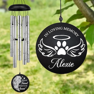 Pet Memorial Windchimes Personalized, Sympathy Pet Loss custom gifts,Grieving Pet Loss Gifts,Pet  Remembrance windchimes,Dog paw Wind chimes