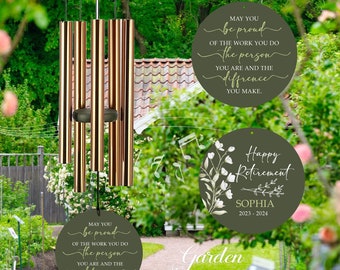 Relax and Enjoy Your Retirement Wind Chime, Personalized Happy Retirement Gift, 30 36" Made in USA, Custom Outdoor Decor for Patio Garden