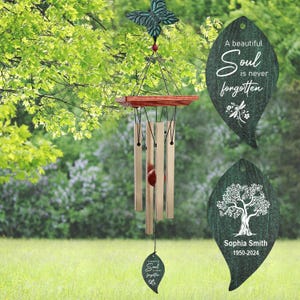 Butterfly Tree Memorial Wind Chime | Sympathy windchimes personalized | Custom Gift After Loss Of Mom or Loved One | Grief Bereavement Gift