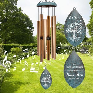Memoria Wind Chimes Personalized, Life Tree Custom Windchime Memorial, In Memory of Mother  Garden Decor Gift, Sympathy Gifts For Grandma