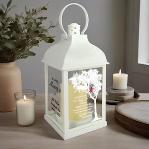 Personalized Memorial Lanterns for Loss Loved Ones,Cardinal Custom LED Candle Decorative Lantern,Sympathy Gifts for Loss Mother or Father