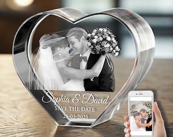 Personalized 3D Engraved Crystal Photo Gift: Anniversary Wedding Keepsake-Produce In The USA