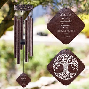 Personalized Memorial Wind Chime: Tree of Life Sympathy Gift