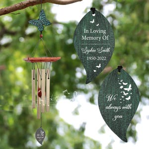 Butterfly Memorial Wind Chimes,Sympathy Bereavement Windchime personalized,Custom Gift After Loss Of Mom or Loved One,In Memory of windchime