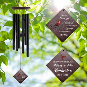 Astarin Cardinal Memorial Wind Chimes Personalized Gift, Listen to the Wind Red Bird Windchime Sympathy Remembrance gift, Bereavement Gift