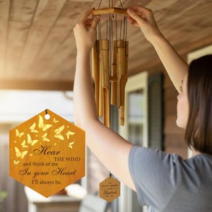 Personalized Memorial Bamboo Wind Chimes: Garden Decoration |  Deep Tone Soothing Sound | Housewarming Relaxing Gifts Mom