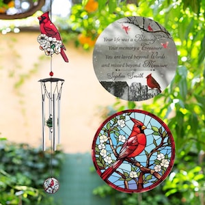Campanas de viento conmemorativas del cardenal: regalo de condolencia de 24&quot;