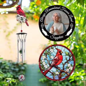 Campanas de viento personalizadas conmemorativas de cardenal: regalo fotográfico de recuerdo