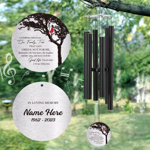 Campanas de viento conmemorativas personalizadas: regalo de condolencias de cardenal, 36 pulgadas