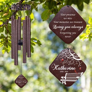 Personalized Cardinal Memorial Wind Chimes: Sympathy Gift