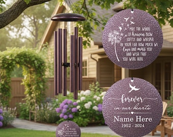 Personalized Wind Chimes for Loss of Loved One, Butterfly Memorial Gift, Double Sided Engraved Chime, 30 36 45 Inch Copper Vein-Made in USA