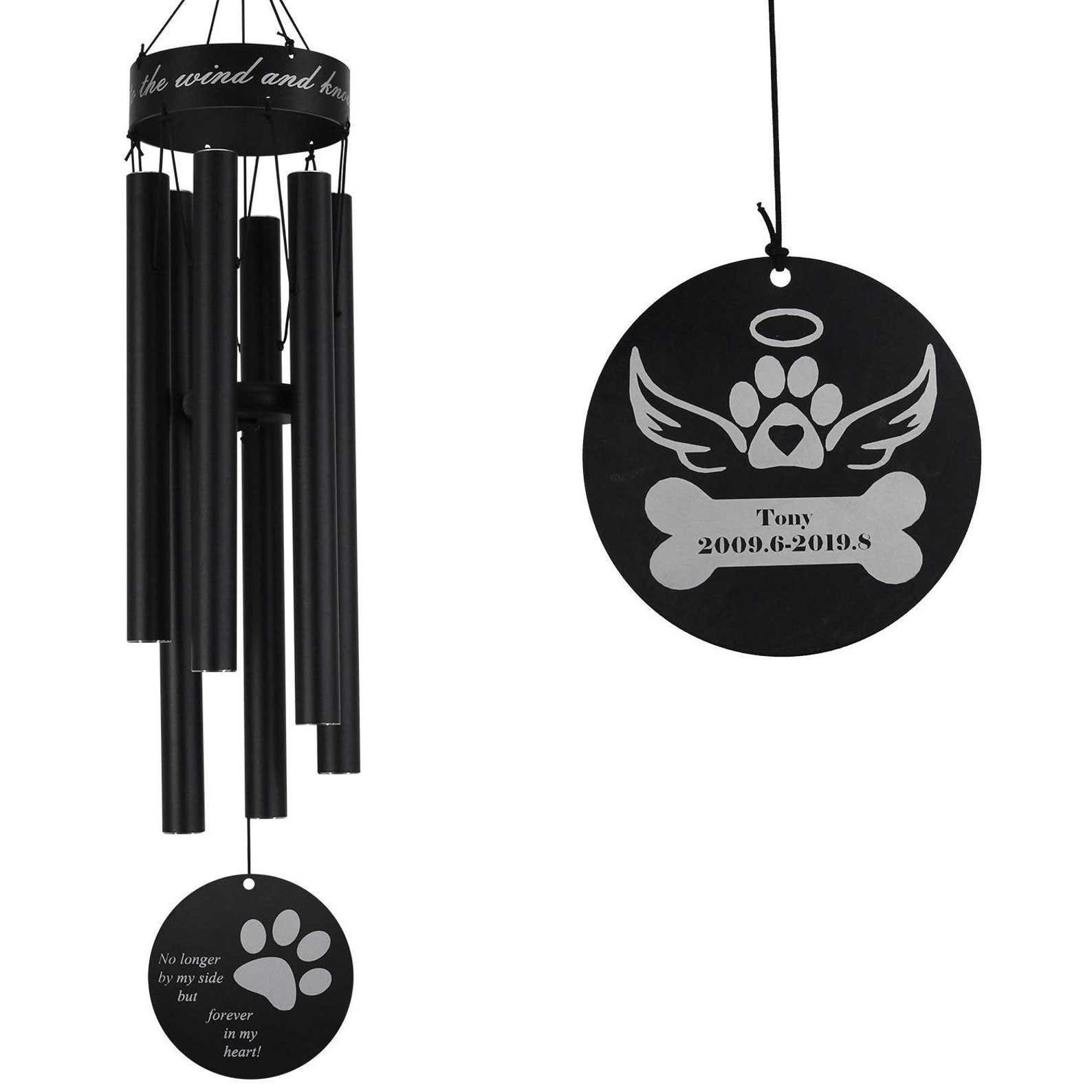 Personalized Pet Memorial Wind Chimes Custom Paw Print Wind Etsy