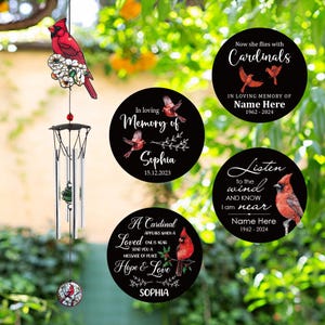 Cardinal Memorial  Wind Chimes Personalized, Grief Red Bird Wind Chimes, In Loving Memory Gift,Remembrance/Sympathy/Bereavement/Funeral gift