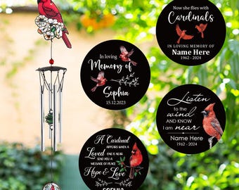 Cardinal Memorial  Wind Chimes Personalized, Grief Red Bird Wind Chimes, In Loving Memory Gift,Remembrance/Sympathy/Bereavement/Funeral gift