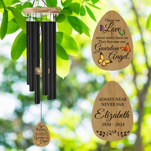 Memorial Wind Chimes Personalized,Butterfly Sympathy Windchimes ,Custom Gift After Loss Of Mom or Loved One, Grief Bereavement windchimes