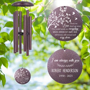 Memorial Bird Wind Chimes Personalized, Engraved 32/36/45&quot; Funeral Wind Chimes, Custom Sympathy Wind Chimes, Mom/Grandmother Memorial Gift