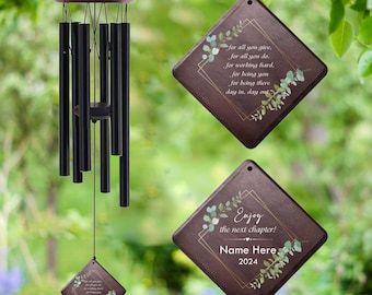 Personalized Retirement Gift 26" Wind Chime | Custom Engraved Remembrance Chime for Teacher Colleague Coworker | Happy Retirement Gift