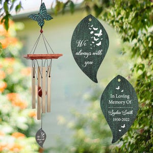 Butterfly Memorial Wind Chimes,Sympathy Bereavement Windchime personalized,Custom Gift After Loss Of Mom or Loved One,In Memory of windchime