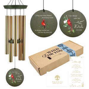 Astarin Memorial Wind Chimes Personalized, Cardinal Red Bird Sympathy Wind Chimes for Outdoors,Red Bird Gift for In Memory of Loved One