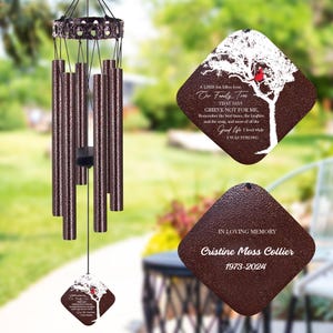 Personalized Cardinal Memorial Wind Chimes: Sympathy Gift