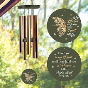 Butterfly Memorial Wind Chimes, Sympathy Memorial Rememberance Wind Chimes Personalized,Custom Gift After Loss of Mom or Loved One
