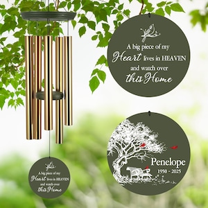 Campanas de viento personalizadas conmemorativas de cardenal: regalo de condolencia por la pérdida de un hijo, 36 pulgadas