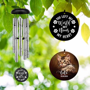 Personalized Pet Photo Portrait Memorial Wind Chimes, memorial windchimes for Cat loss, Pet memorial gift wind chimes, Pet loss wind chimes