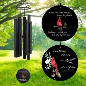 Personalized Red Bird Memorial Wind Chimes,Red Cardinal Wind Chimes Gifts,Sympathy gifts for loss of a loved one,Bereavement wind chimes